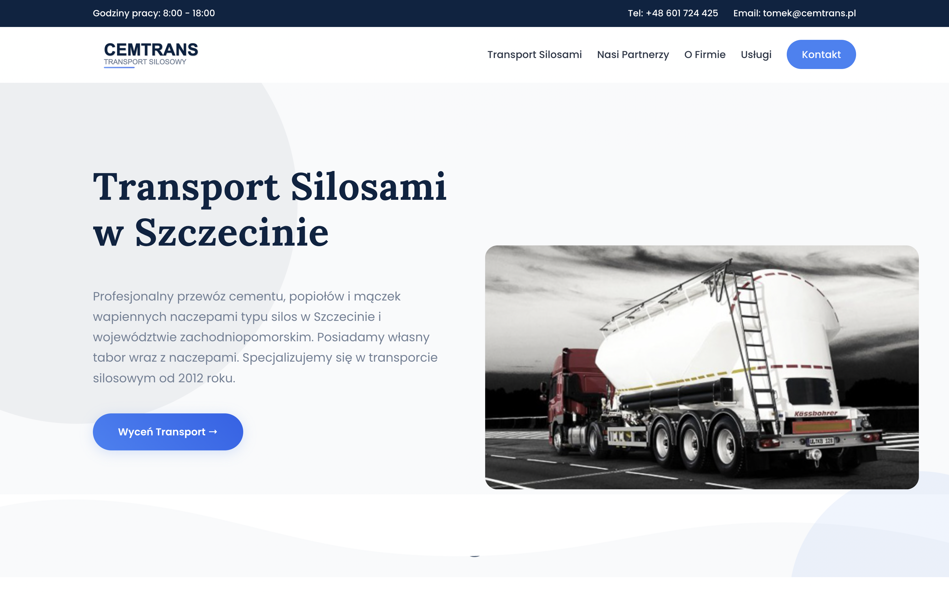 Cemtrans - strona internetowa firmy transportowej